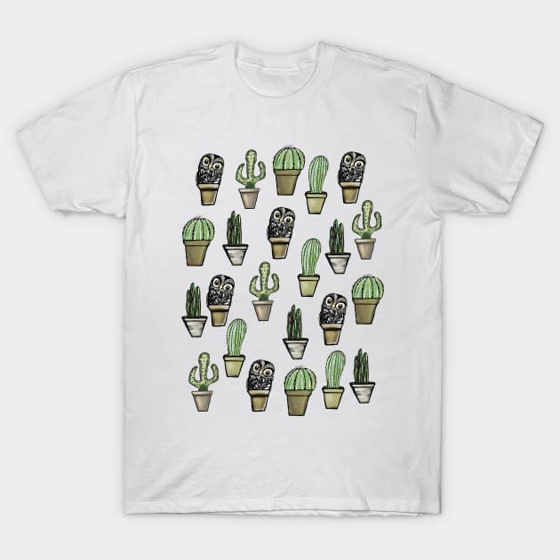 Cactus and owl T-Shirt by msmart